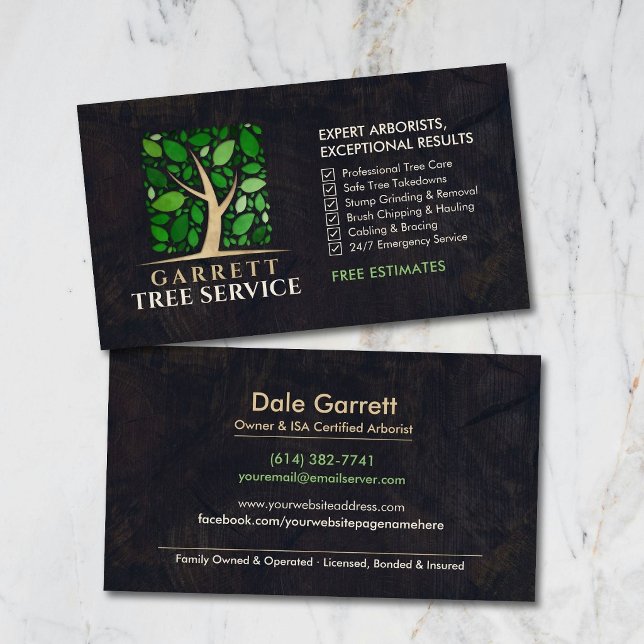 Professional Arborist Tree Surgeon Services Business Card (Creator Uploaded)