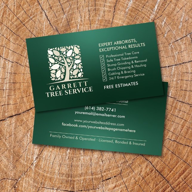 Professional Arborist Tree Surgeon Services Business Card (Creator Uploaded)