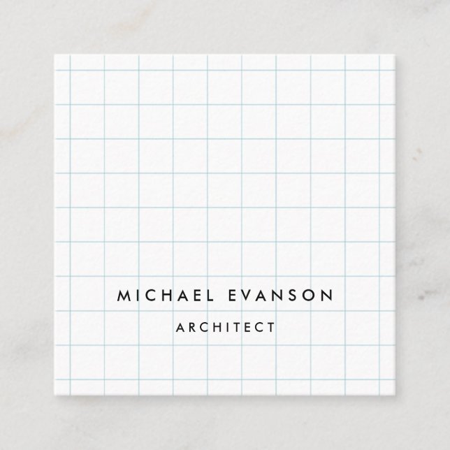 Professional Architect Graph Paper Pattern Square Business Card (Front)