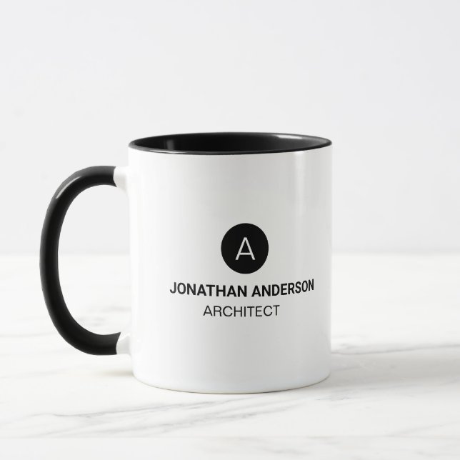 Professional architect Monogram Initial black  Mug (Left)
