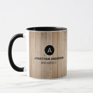 Professional architect Monogram Initial Wood look Mug