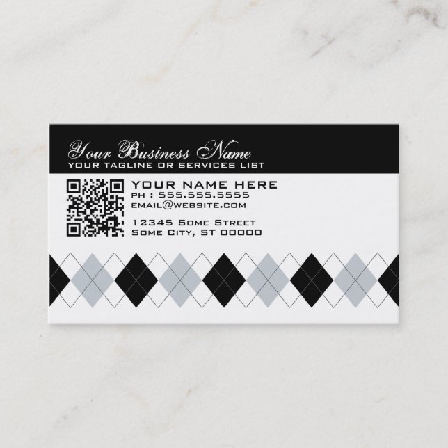 professional argyle QR code Business Card (Front)