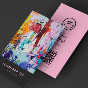 Professional Artist Photo Pink Black Business Card