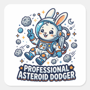 Professional Asteroid Dodger Bunny Square Sticker
