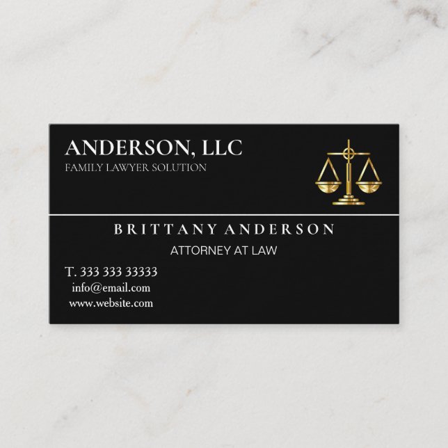 Professional Attorney at Law Black Scale Business Card (Front)