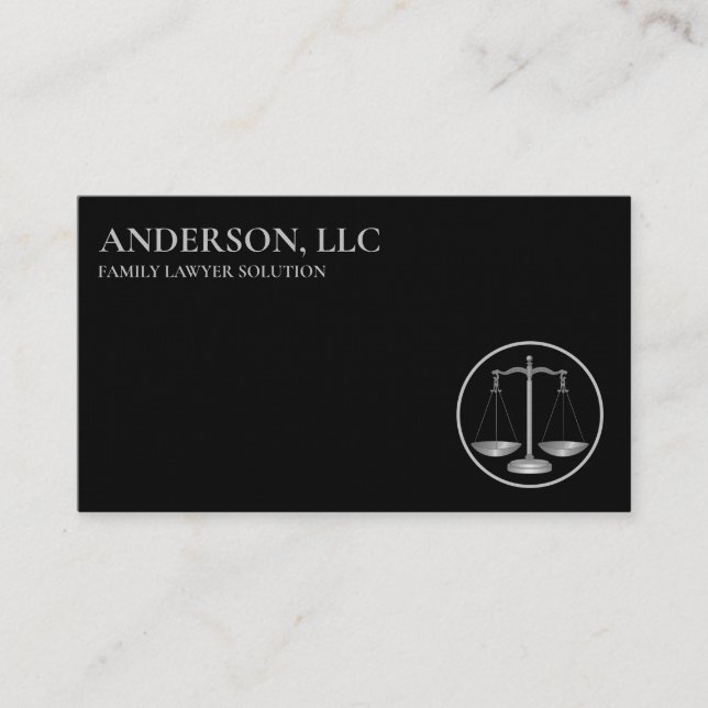 Professional Attorney at Law Black Scale Business Card (Front)