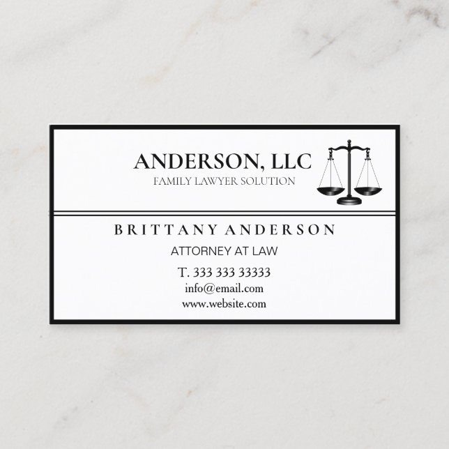 Professional Attorney at Law Black Scale Business Card (Front)