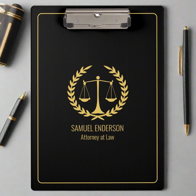 Professional Attorney at Law Lawyer Black & Gold Clipboard (Creator Uploaded)