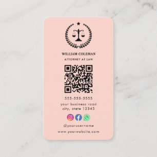 Professional Attorney Lawyer Justice Scale Qr Code Business Card