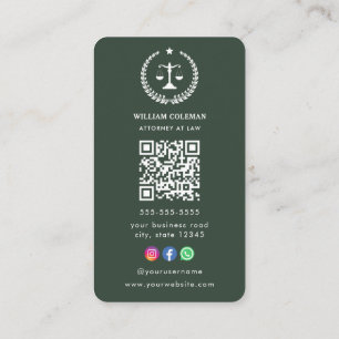 Professional Attorney Lawyer Justice Scale Qr Code Business Card