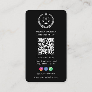 Professional Attorney Lawyer Justice Scale Qr Code Business Card
