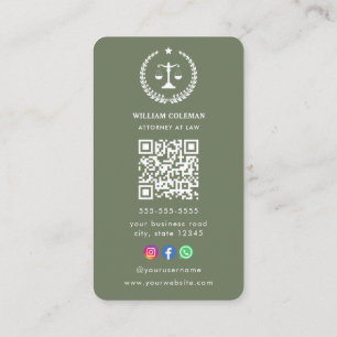 Professional Attorney Lawyer Justice Scale Qr Code Business Card