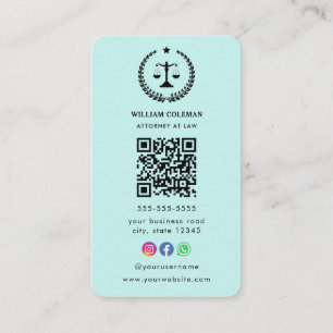 Professional Attorney Lawyer Justice Scale Qr Code Business Card