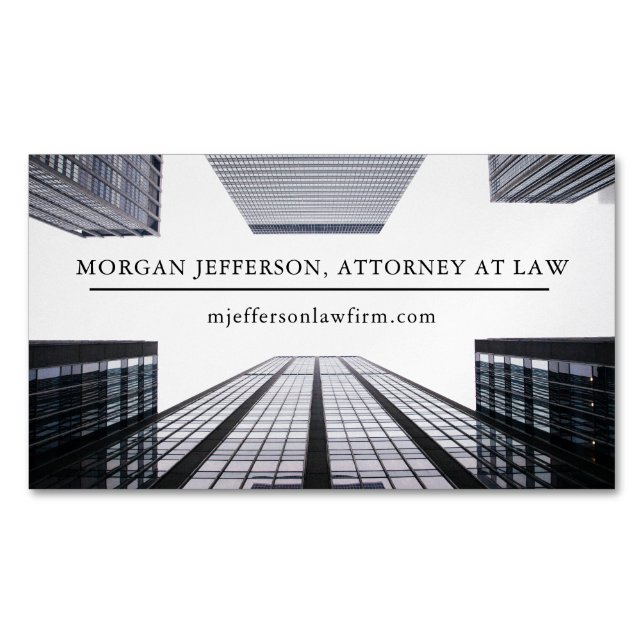 Professional Attorney Lawyer Office Building Magnetic Business Card (Front)