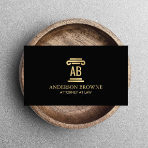 Professional Attorney Monogram Gold/Black Business Card