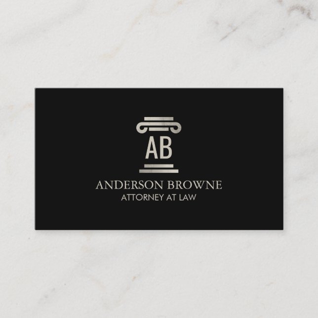 Professional Attorney Monogram Grey/Black Business Card (Front)