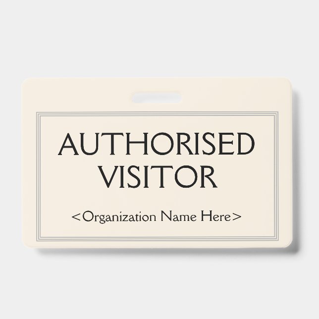 Professional "AUTHORISED VISITOR" Badge ID Badge (Front)