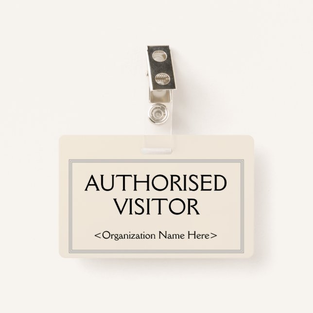 Professional "AUTHORISED VISITOR" Badge ID Badge (Front with Clip)