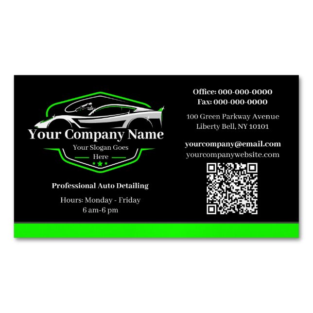 Professional Auto Detailing Car Wash Company Magnetic Business Card (Front)