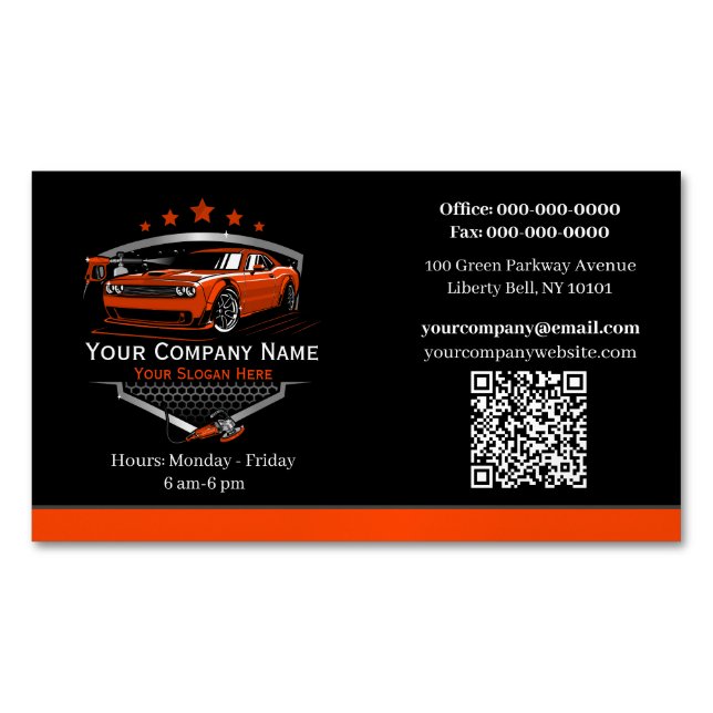 Professional Auto Detailing Car Wash Company Magnetic Business Card (Front)