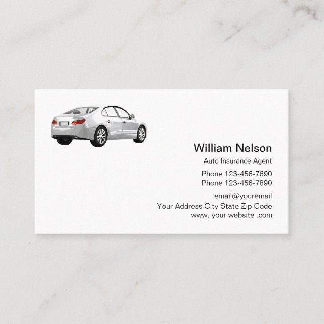 Professional Auto Insurance Agent Business Card (Front)