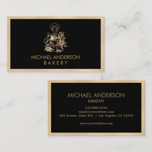Professional Bakery Pastry Chef Black Gold         Business Card