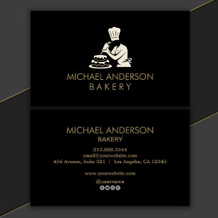 Professional Bakery Pastry Chef Black Gold         Business Card