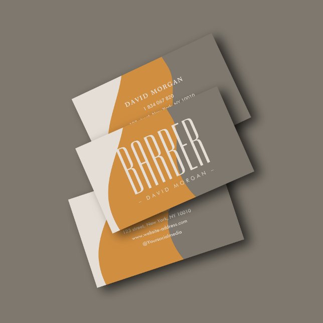 Professional Barber Earth Tones Rustic  Business Card (Creator Uploaded)