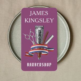 Professional Barber Luxury Berry Purple Barbershop Business Card
