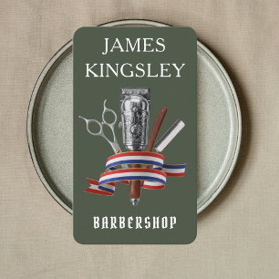 Professional Barber Luxury Forest Green Barbershop Business Card