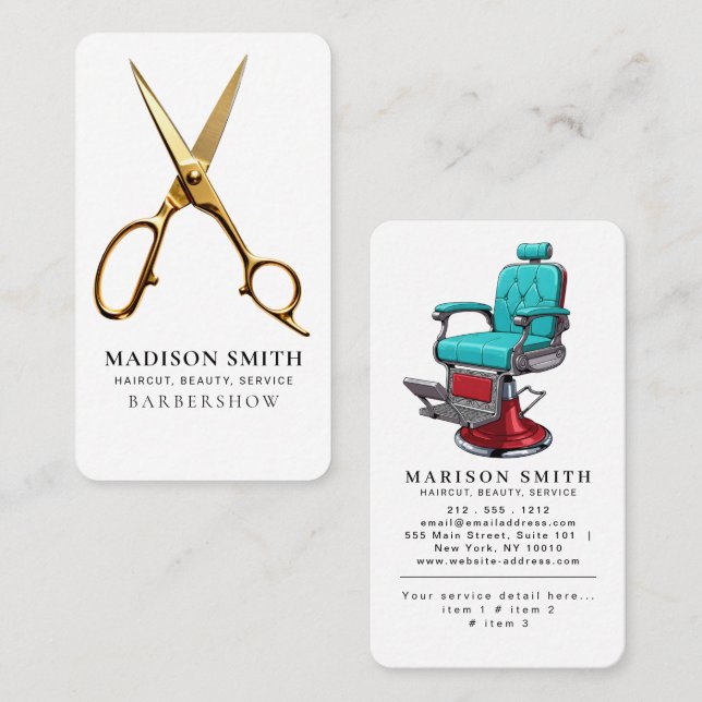 Professional Barber Minimalist Barbershop Rustic Business Card (Front/Back)