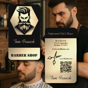 Professional Barber Shop black&Gold Business Card