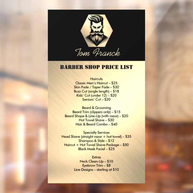Professional Barber Shop black&gold Price List (Sheet 2)