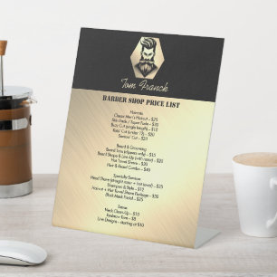 Professional Barber Shop black&gold Price List Pedestal Sign