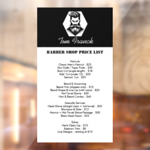 Professional Barber Shop black&white Price List