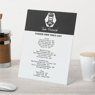 Professional Barber Shop black&white Price List Pedestal Sign
