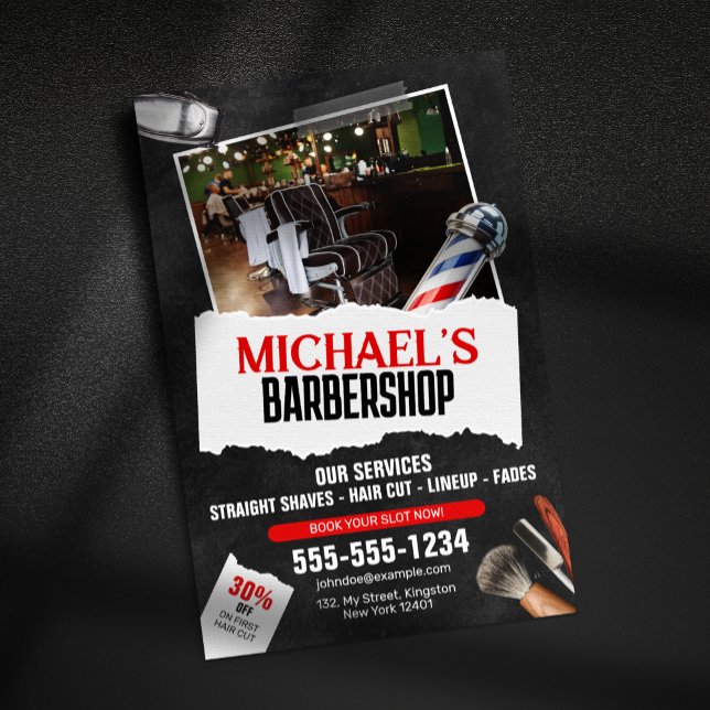 Professional Barber Shop Pole Hairdresser Shaving Flyer (Creator Uploaded)