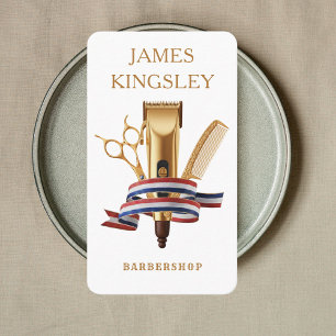 Professional Barbershop Haircut Barber's White Business Card