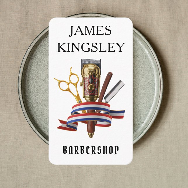 Professional Barbershop QR Code Modern barber Business Card (Creator Uploaded)