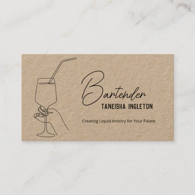 Professional Bartender  Custom QR Business Card (Front)