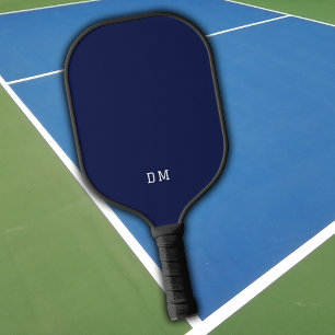 Professional Basic Navy Blue Monogram Initials Pickleball Paddle