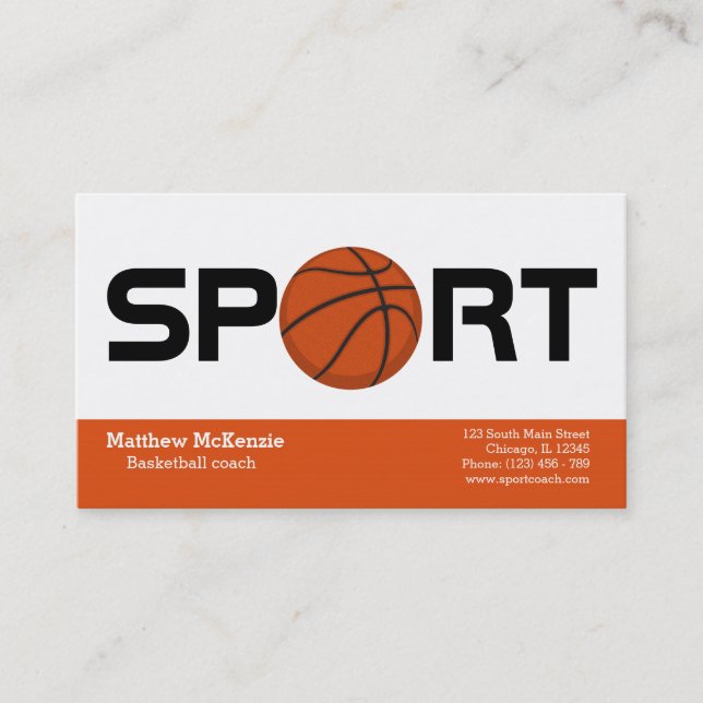 Professional Basketball coach player Business Card (Front)