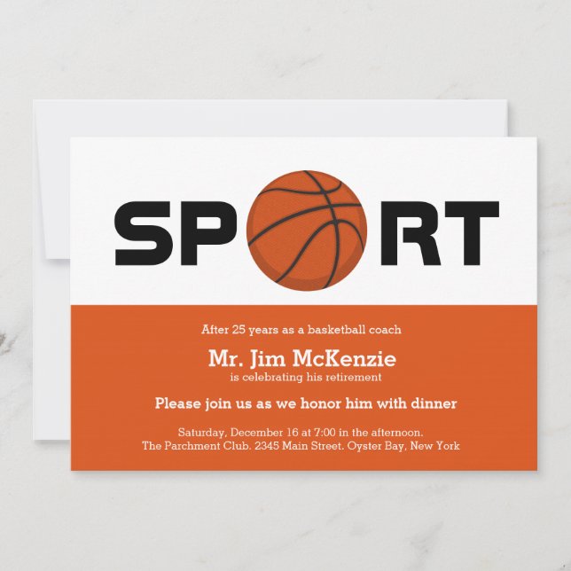 Professional Basketball retirement coach player Invitation (Front)