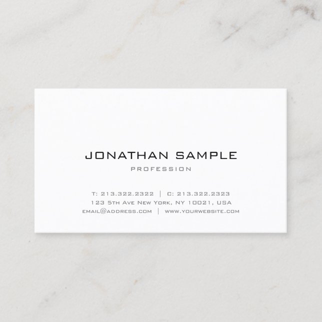 Professional Beautiful Clean Design Modern Plain Business Card (Front)