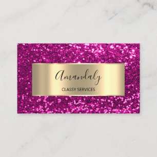 Professional Beauty Hairdresser Glitter Pink Gold Business Card