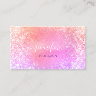 Professional Beauty Holographic Glitter Pink Business Card