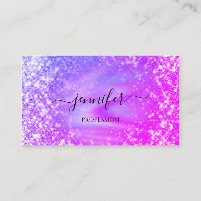 Professional Beauty Makeup Holograph Glitter Pink Business Card (Front)