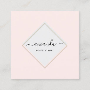 Professional Beauty Makeup Logo Pink MInimalism Square Business Card