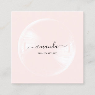 Professional Beauty Makeup Logo Rose  Square Business Card