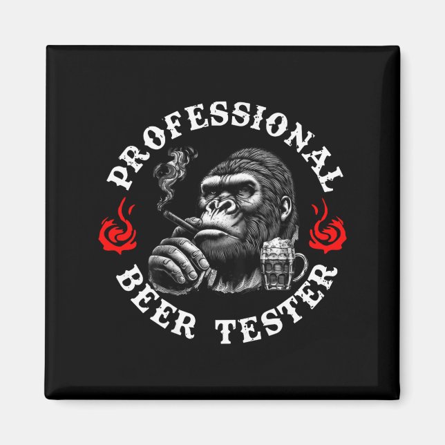 Professional Beer Tester Funny Drinking Monkey Quo Magnet (Front)